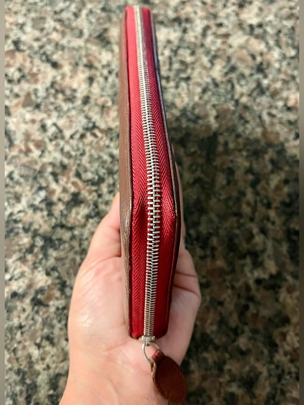 Burgundy genuine Ostrich-Textured Leather clutch ladies wallet